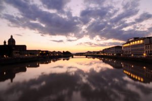 Sunset over the Arno River in Florence
